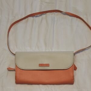 Vera Bradley Cream and Orange Wristlet